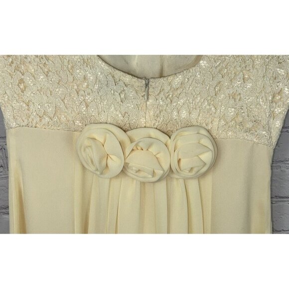 Vintage LANZ OF SALZBURG Women’s Size 6 Yellow Short Sleeve Lace Ball Gown Dress - Picture 7 of 7